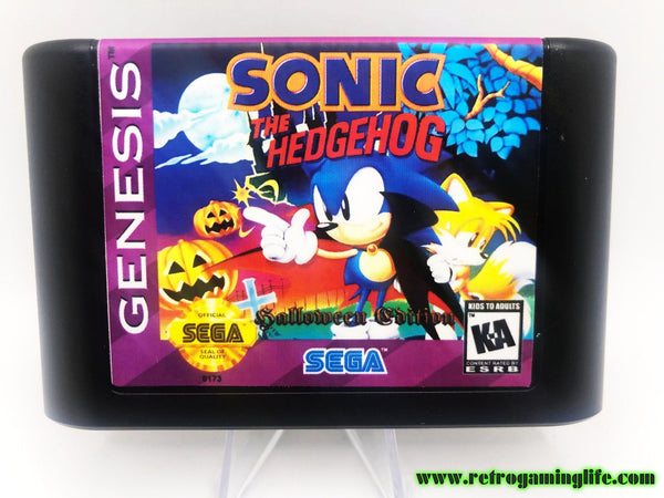 Sonic the Hedgehog Halloween Edition Sega Genesis Game Cart Repro