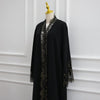 Lace-Panel Flared-Sleeve Open Abaya with Pockets(MOA332)