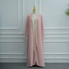 Lace-Panel Flared-Sleeve Open Abaya with Pockets(MOA332)