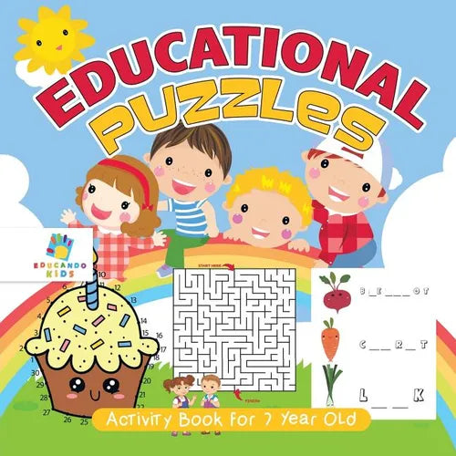 Educational Puzzles Activity Book for 7 Year Old - Paperback