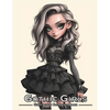 Gothic Girls: Grayscale Coloring Book for Adults - Paperback