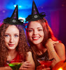 Edoneery Halloween Witch Hat Headband with Veil Feathers Purple for Women