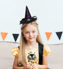 Edoneery Halloween Witch Hat Headband with Veil Feathers Purple for Women