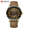 Men's Waterproof  Sport Watch With Leather  Belts  And Large Numbers Details Unique Design Perfect Gift
