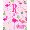 Composition Notebook R: Pink Flamingo Initial R Composition Wide Ruled Notebook - Paperback
