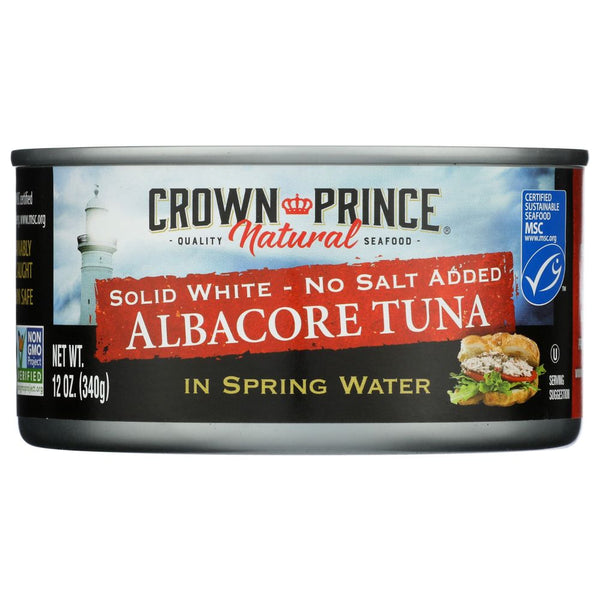 CROWN PRINCE: Solid White Albacore Tuna No Salt Added, 12 oz