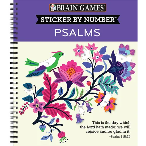 Brain Games - Sticker by Number: Psalms (28 Images to Sticker) - Spiral