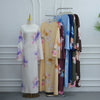 Watercolour Floral Washed-Crinkle Wide-Sleeve Maxi Dress(MS473)