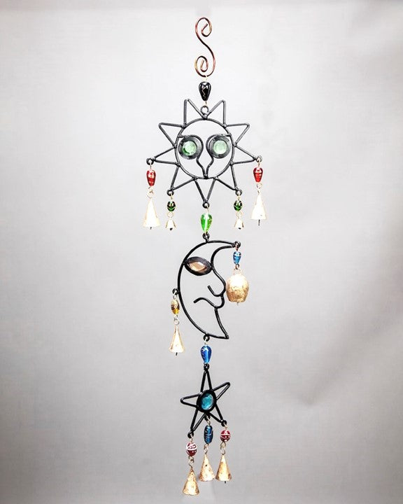 Celestial Sun and Moon Chime With  Beads