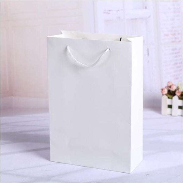 13x6x19cm 5pcs Kraft Gift Paper Bag Custom Clothing Shopping Bag With Handle Small White Paper Bag Black Jewelry Packing Bag