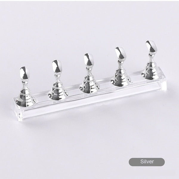 5pcs/Set Nail Practice Base Fake Nails Showing Stand Clay Finished Nail Art Finger Rest Nail Tip Seat Magnetic Nail Holder