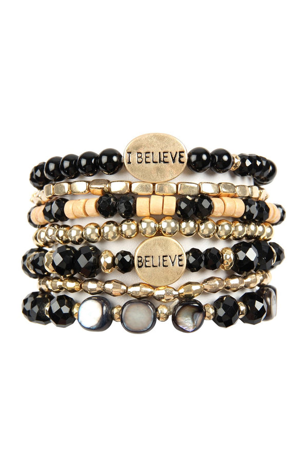 "I Believe" Charm Mix Beads Bracelet