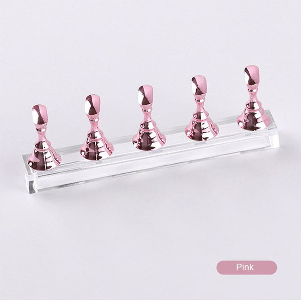 5pcs/Set Nail Practice Base Fake Nails Showing Stand Clay Finished Nail Art Finger Rest Nail Tip Seat Magnetic Nail Holder