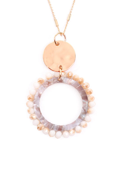 Glass Beaded Hoop Pendant Necklace