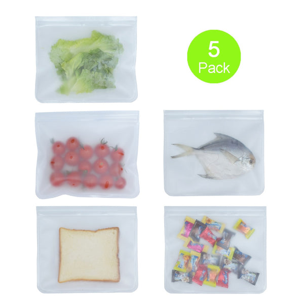 Food Storage Bag Reusable Freezer Bag PEVA Ziplock Silicone Bag Leakproof Top Kitchen Organizer