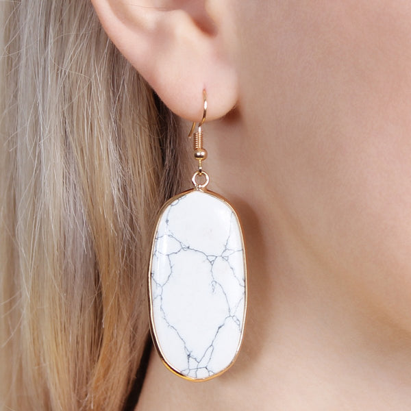 Natural Oval Stone Earrings