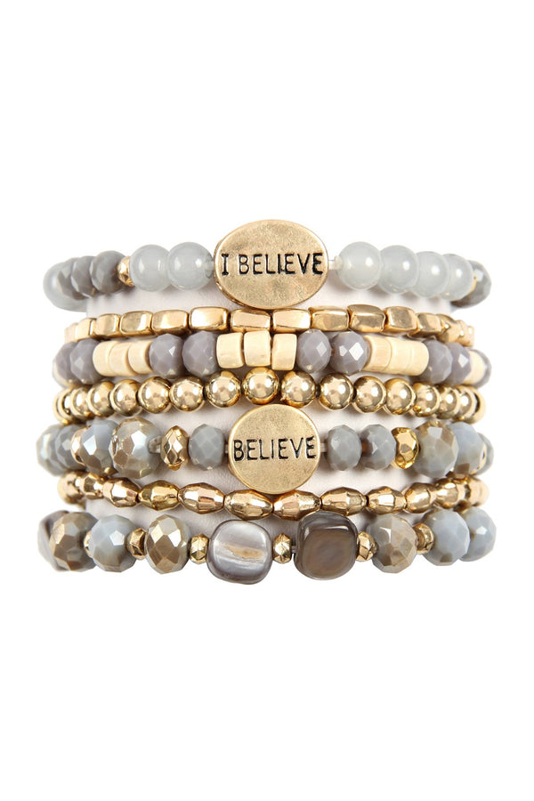 "I Believe" Charm Mix Beads Bracelet