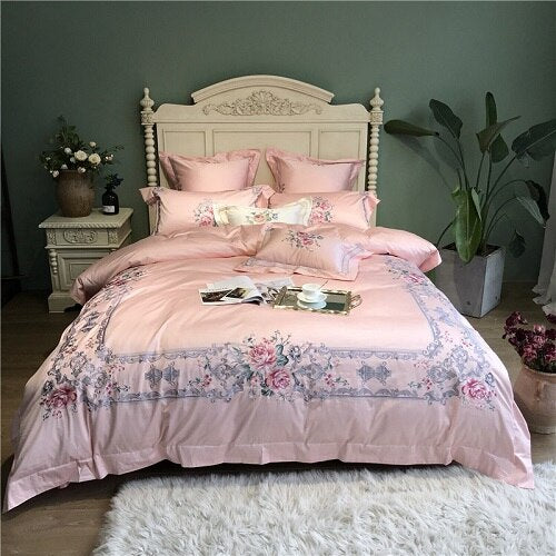 800TC Egyptian Cotton Luxury Embroidery White Bedding Set