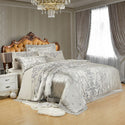 Sliver Gold Luxury Silk Satin Jacquard Duvet Cover Bedding Set