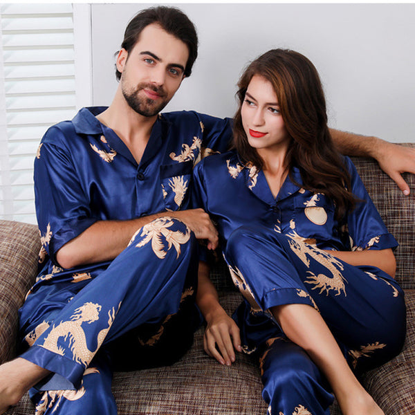 Couple Silk Satin Pajamas