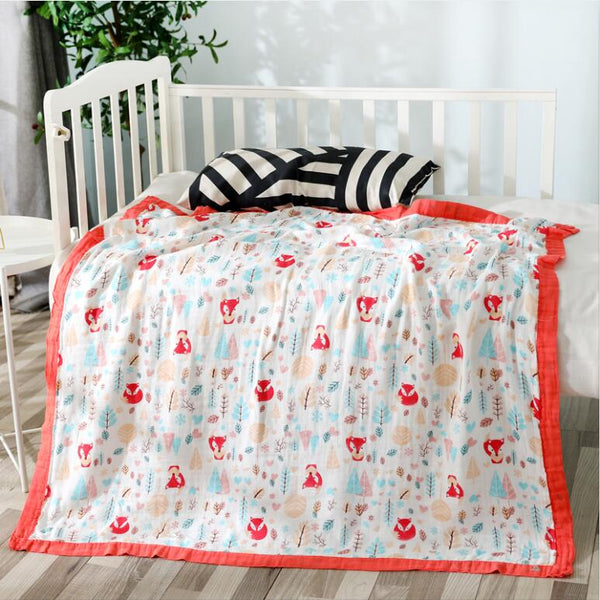 110x120cm 4 and 6 Layers Muslin Bamboo Cotton Newborn Baby Receiving Blanket Swaddling Kids Children Baby Sleeping Blanket