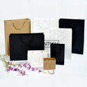 200Pcs/Lot Black/Brwon/White Kraft Paper Bag With Handle Wedding Party Favor Paper Gift Bags