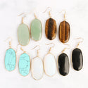 Natural Oval Stone Earrings