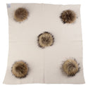 Geebro Newborn Warm Wool Swaddling Blanket With 15cm Real Raccoon Fur Pompom