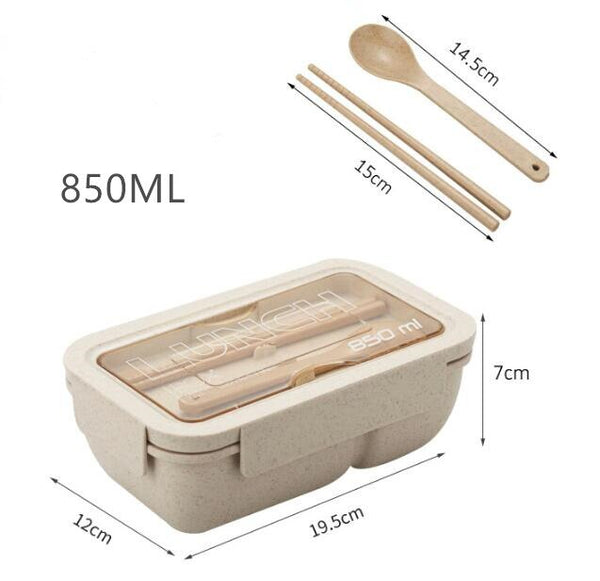 850ml Wheat Straw Lunch Box Healthy Material Bento Boxes