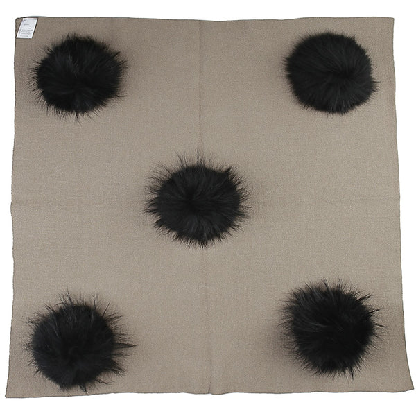 Geebro Newborn Warm Wool Swaddling Blanket With 15cm Real Raccoon Fur Pompom